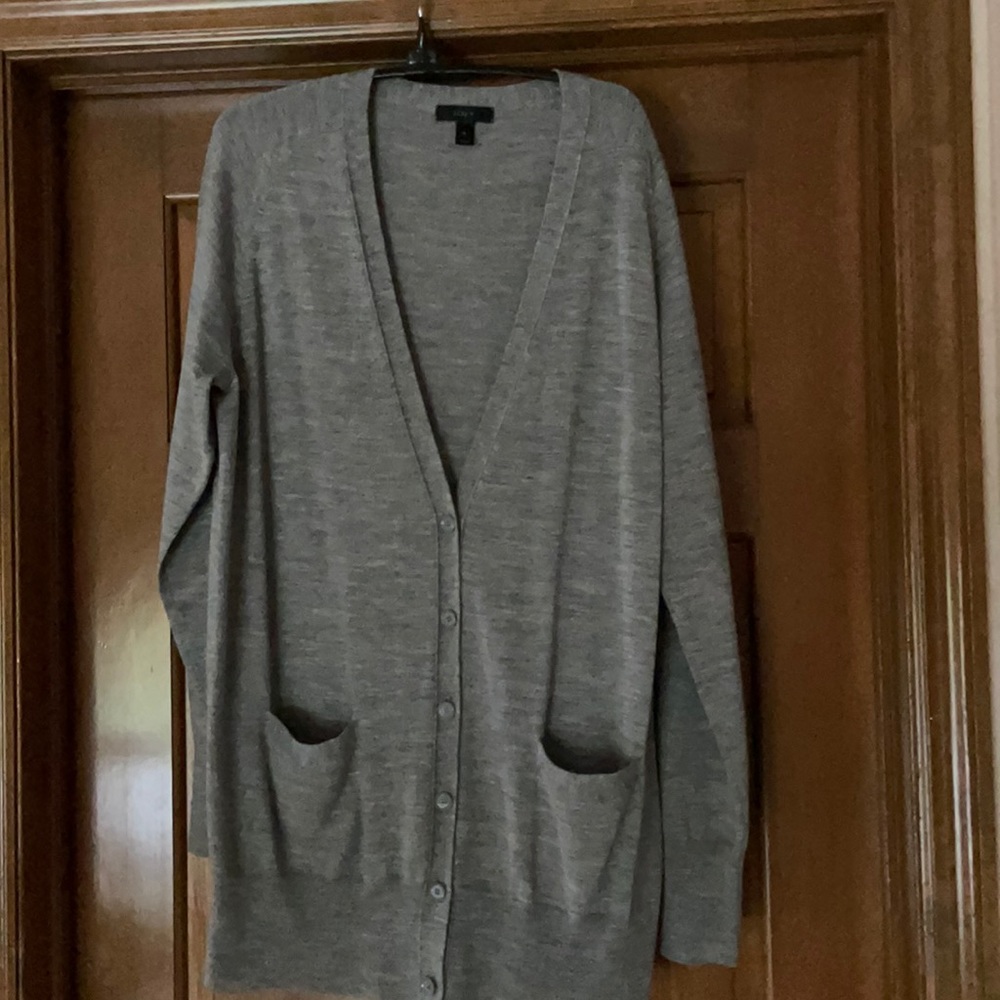 Lovely heather-grey J Crew merino wool cardigan XL.